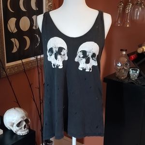 💀Divided💀 Distressed Skull Racerback Tank